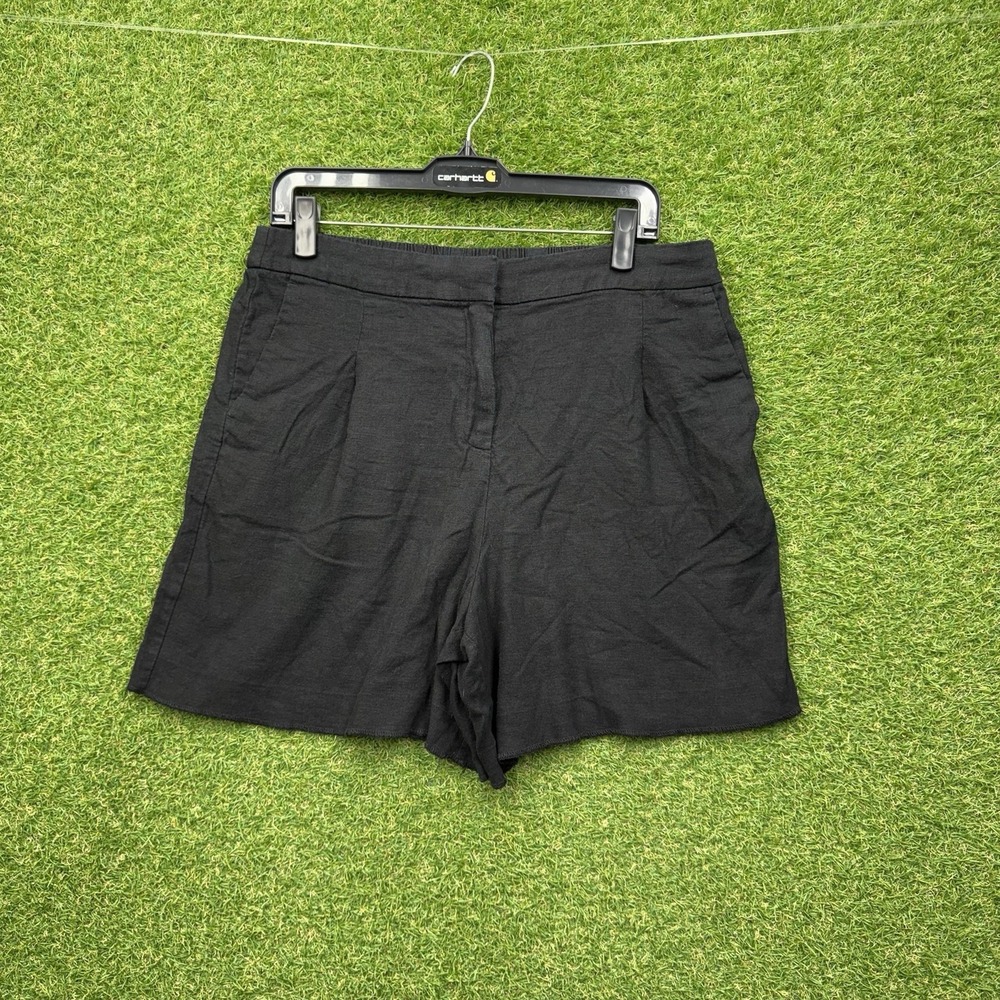 J. Crew Linen Shorts Womens 12 Black Casual Boho Seaside Beach Comfort Flowy